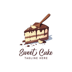 Cake bakery shop logo design vector template. Sweet cake icon based logo design editable vector file. cup cake, slice cake, pasty, birthday cake