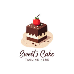 Cake bakery shop logo design vector template. Sweet cake icon based logo design editable vector file. cup cake, slice cake, pasty, birthday cake