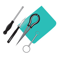 Set of various medical instruments