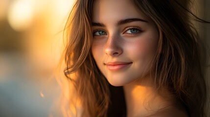 Fototapeta premium Beautiful young woman look at camera. 