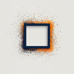 Festive Square Frame with Falling Confetti Pieces - Abstract Celebration Background