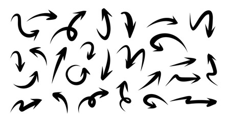 hand drawn arrow set. Doodle illustration.