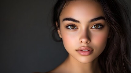 Obraz premium Beautiful young woman look at camera. 