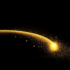 Golden Stardust Trail: Vector Cosmic Glittering Wave with Falling Star Sparkles