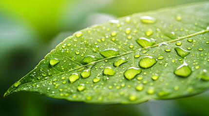 Close-up of a leaf with dew drops