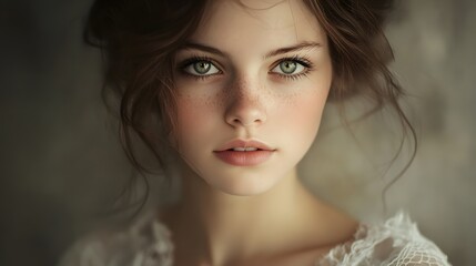 Fototapeta premium Beautiful young woman look at camera. 