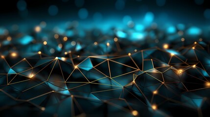 Digital technology abstract geometric cyan polygonal poster web page PPT background