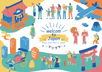 日本観光を楽しむ外国人