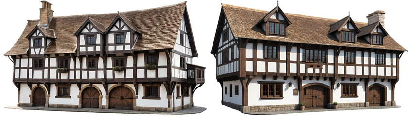 Medieval Merchant House, isolated transparent background