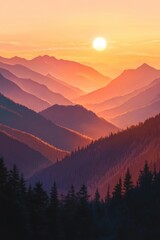 Obraz premium Sunset Serenade: A Symphony of Skies and Mountains