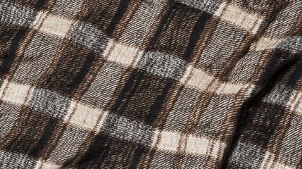 Brown and white plaid fabric texture background