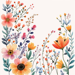 Watercolor Illustrations of Cute Flowers. adorable