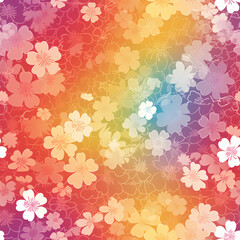 Translucent floral pattern with vibrant hues, seamless design