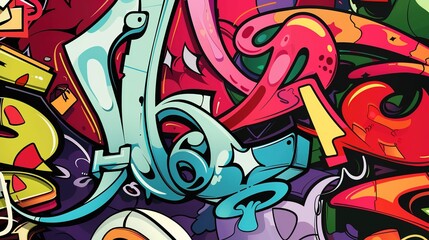 Graffiti Line Cute Elements - a vibrant and playful design. The graffiti-style elements add a fun and creative flair to the visual.