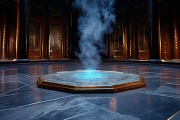 Ceremonial altar at the Temple of Heaven, with incense smoke rising into the air as offerings are made during a traditional ritual
