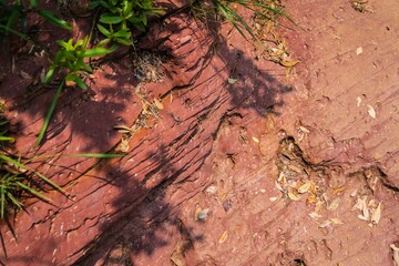 Red Rock Formation with Intricate Patterns