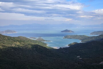 Scenic View of Islands and Ocean from Mountain Overlook