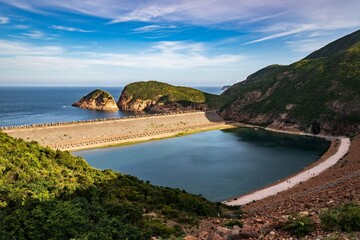 Fototapeta premium Scenic View of East Dam at High Island Reservoir in Hong Kong
