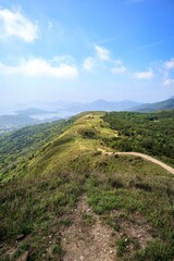 Scenic Mountain Trail Overlooking Ocean and Islands