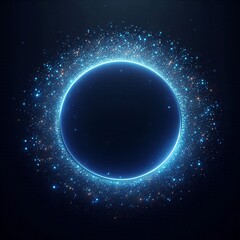 Obraz premium A blue glowing circle in dark space backgrounds, showing the universe and cosmic beauty, for design