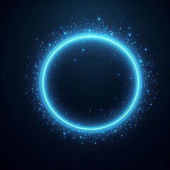 Fototapeta premium A blue glowing circle in dark space backgrounds, showing the universe and cosmic beauty, for design