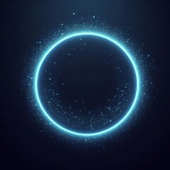 Obraz premium Blue sphere or circle in blue light, floating amidst a vast, star-studded cosmos on black dark background