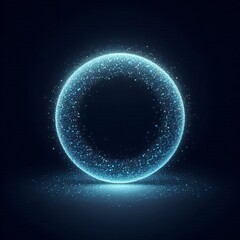 Obraz premium blue sphere or circle bathed in blue light, blue glitter floating amidst a vast, star-studded cosmos on black background