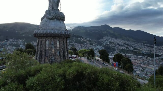 drone view of the back of El Panecillo in Quito
