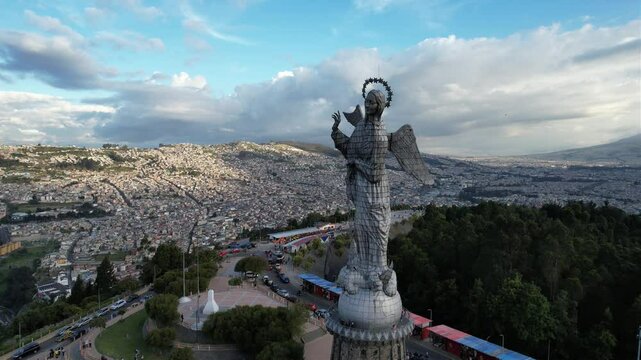 drone view of the back of El Panecillo in Quito