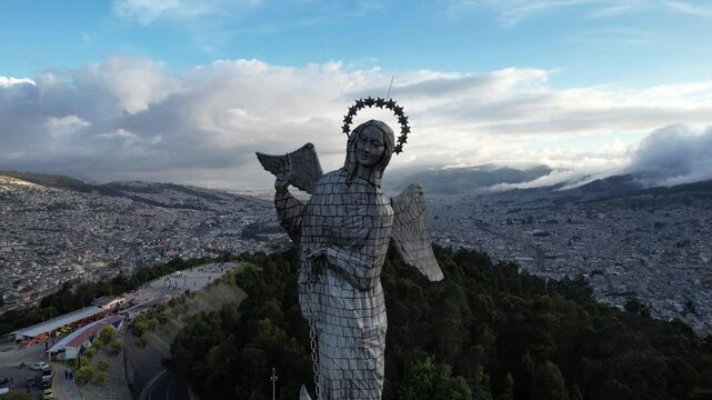 drone view of the back of El Panecillo in Quito