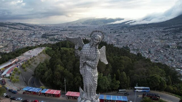 drone view of the back of El Panecillo in Quito