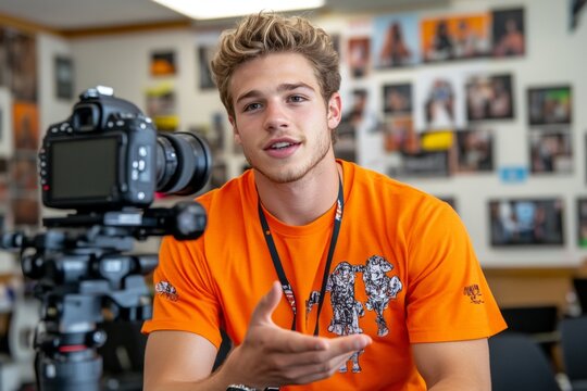 Teacher engaging students in a virtual history lesson, showing historical artifacts through a camera and discussing their significance