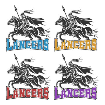Lancers Illustration Clip Art Design Shape. Mascot Silhouette Icon Vector.