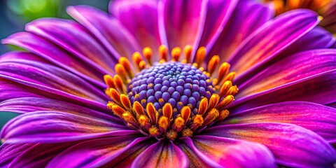 Obraz premium A symphony of vibrant purple petals, radiating outward from a captivating center of deep violet and golden accents.