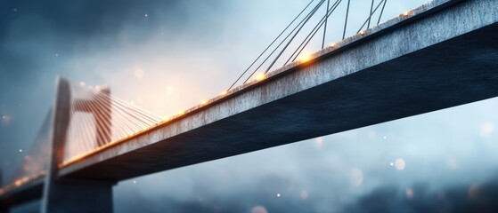 Fototapeta premium Stunning modern bridge against a dramatic atmospheric background.