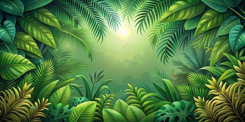 A Verdant Tapestry of Lush Foliage, Where Sunlight Filters Through the Dense Canopy, Creating a Serene and Mystical Atmosphere