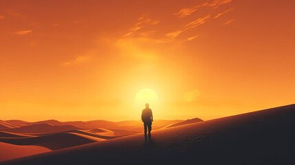 Obraz premium digital technology yellow orange sand dune landscape poster background