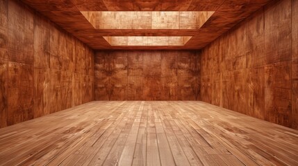 Experience the rustic charm of a wooden stage, adorned with rich paneling and warm textures.