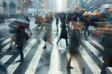 Keuken foto achterwand Busy street scene with crowds of Blurred people walking across an intersection in New York City. Blurred people walking. MZ © Maryam