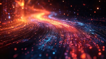 Fototapeta premium Abstract visualization of flowing particles in vibrant colors.