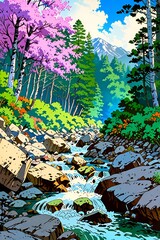 Mountain Stream in Spring