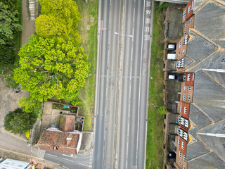 Fototapeta premium High Angle View of Historical Canterbury City of Southeast England United Kingdom. April 20th, 2024, Aerial View Was Captured with Drone's Camera From High Altitude