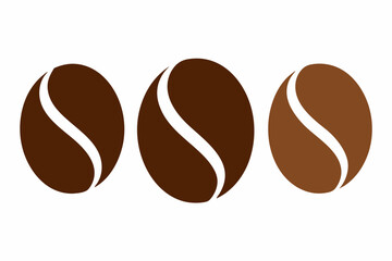 Coffee bean set, Brown coffee bean icon vector illustration

