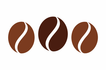 Coffee bean set, Brown coffee bean icon vector illustration

