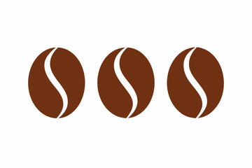 Coffee bean set, Brown coffee bean icon vector illustration

