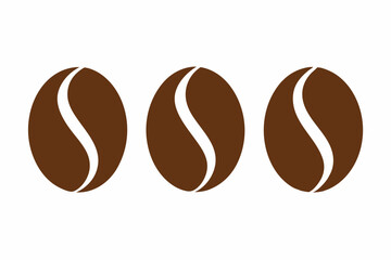 Coffee bean set, Brown coffee bean icon vector illustration

