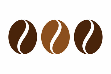Coffee bean set, Brown coffee bean icon vector illustration

