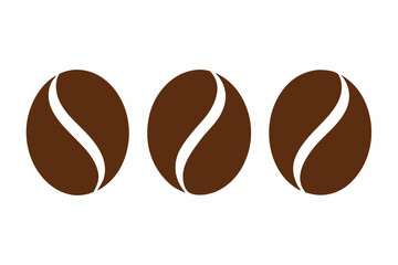 Coffee bean set, Brown coffee bean icon vector illustration

