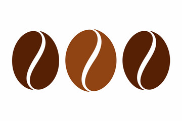 Coffee bean set, Brown coffee bean icon vector illustration

