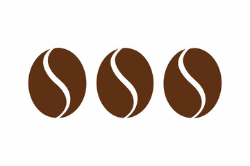 Coffee bean set, Brown coffee bean icon vector illustration

